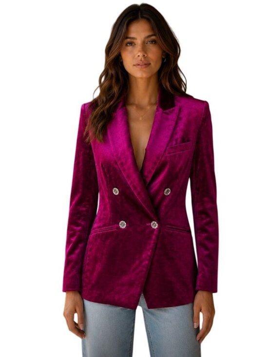 Veronica Beard Jackets & Blazers - Veronica Beard Elam Dickey Velvet Crystal Blazer Fushia - Size 0
